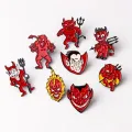 Hell Demon Metal Enamel Brooch Red Devil Grim Reaper Badge Pin Gothic Trendy Clothing Backpack Jewelry Accessories Gift Friends. 