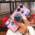 For OPPO Reno 8T 4G Case Camera Cute Cartoon Silicone Couple Stand Holder Bracket Soft for OPPO Reno 8T 4G Back Cover.