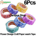 Flower Design Craft Paper washi Tape 6 pcs.