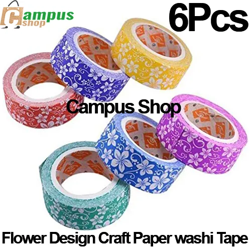 Flower%20Design%20Craft%20Paper%20washi%20Tape%206%20pcs%20-%20Image%202