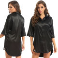 Ladies Satin Buttons Soft Solid Color Nightdress Sleepwear shirts. 