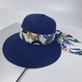 Women Summer Streamer Bow Bowler Hat Outdoor Large Rim Visor Foldable Sun Hat Beach Cap.