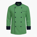 Double-Breasted Micro Twill Chef Coat – Stylish Mandarin Collar Design.
