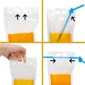 50 Pcs Drink Pouches Juice Bags Reusable Drink Pouches Party /Cocktail/ Smoothies/ Summer Fun Bags for Drink with 50 Straws.