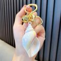Colorful Acrylic Shell Conch Keyring Creative School Bag Backpack Pendants Cartoon Car Key Accessories Key Ring For Women.