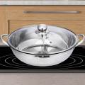Shabu Shabu Hot Pot with Handles Clear Lids Tabletop Two Meal Pot Mandarin Duck Pot for Travel 36cm.