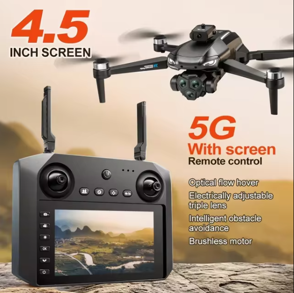 Professional%204k%20Camera%20Drone%20Brushless%203%20axis%20Gimbal%20HD%20Dual%20Camera%20Optical%20Flow%20Obstacle%20Avoidance%20Foldable%20Drone%20RC%20Distance%20with%204.5%20inch%20Display%20Remote%20dga%20-%20Image%203