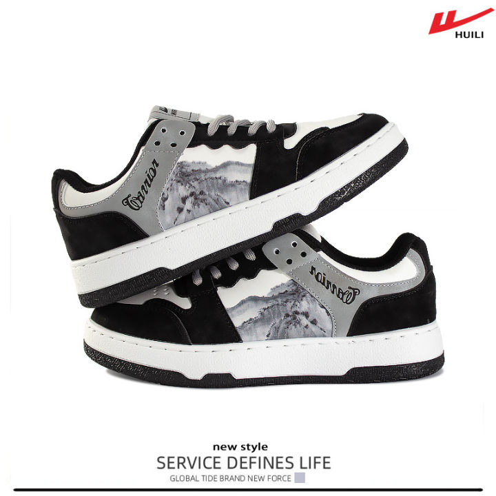 Warrior Men's Shoes Ink Painting Board Shoes Summer New 2023 Mesh Breathable Casual Sneaker Men Fashion Shoes Men