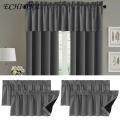 Durable Curtain Valance 2pcs Valance Curtain Light Blocking Modern Elegant Solid Color Black Coating Living Room Bedroom Window Top Cover Home Supplies Curtain Valance with Blackout Coating. 
