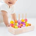Wooden Beads Sequencing Toy Matching Shape Stacker for 2 3 4 5 Year Old Kids. 