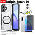 4 in 1 Infinix Smart 10 Shockproof Phone Case With Magnetic Wireless Charging Sticker For Infinix X6725 Smart 10 Plus Anti-blue Ray Tempered Glass and Lens Film.