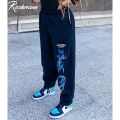 Gothic Butterfly Lightning Print Sweatpants Women Casual Baggy Sports Joggers High Waisted Trousers Black Cargo Pants BQ.