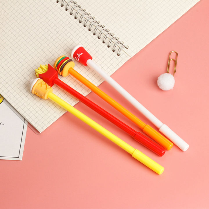 Korean Version Simple Creative Hamburger Shape Neutral Pen Cola Fries Water-based Pen Students Learn Stationery Supplies jingu