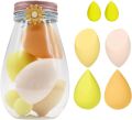 〽️ Beauty Blender Makeup Puff Set of 6 piece With Cute Jar/Bottle  -  Soft Makeup Sponge  / Powder puff. 