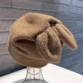 Cute Rabbit Ears Knitted Hats For Women Autumn Winter Warm Panama Soft Rabbit   Beanie Cap Girls Ski Hat. 