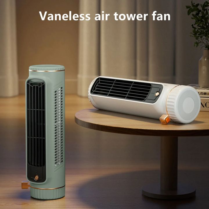 Desktop Tower Fan 1200mAh Bladeless Desktop Air Conditioning Fan Portable Mute 3-speed Fans Air Cooler for Living Room Bedroom