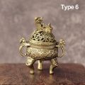 Craft Home Decoration Cense Stick Holder Incense Burner Mini Qilin Head Retro Brass Censer Hollow Lotus. 