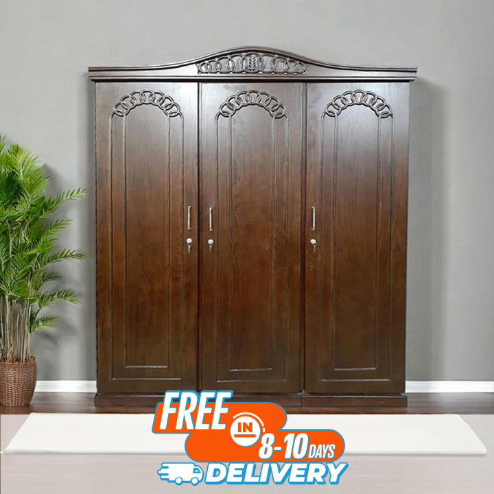 Wood Almirah A-793 3 Shutter Finishing Smoothly