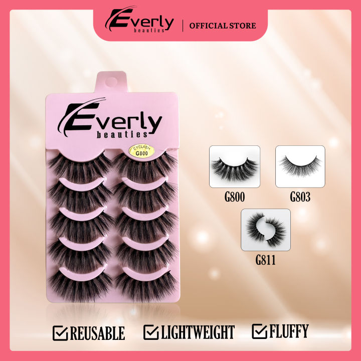 Everly Beauties 5pair High Quality G800 Series Fake Mink Eyelash Set