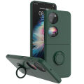 lthmy for Huawei P50 Pocket Case Slim Silicone Rubber Shockproof Protective Cover with Ring Holder Stand.