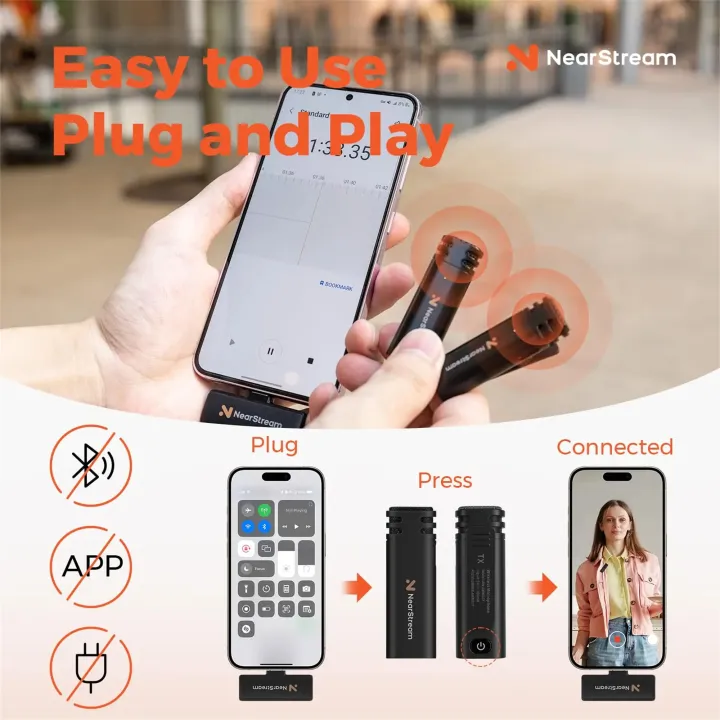 Nearstream%20AWM10T%20Wireless%20Lavalier%20Microphone%20for%20iPhone%20iPad%20Android%20Lapel%20Mic%20for%20Vlog%20Interview%20Live%20Streaming%20-%20Image%202