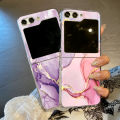Marble Pattern Transparent Phone Case For Samsung Galaxy Z Flip 6 5 4 3 Clear Hard Folding Cover For Samsung Z Flip6 Flip5 Flip4.