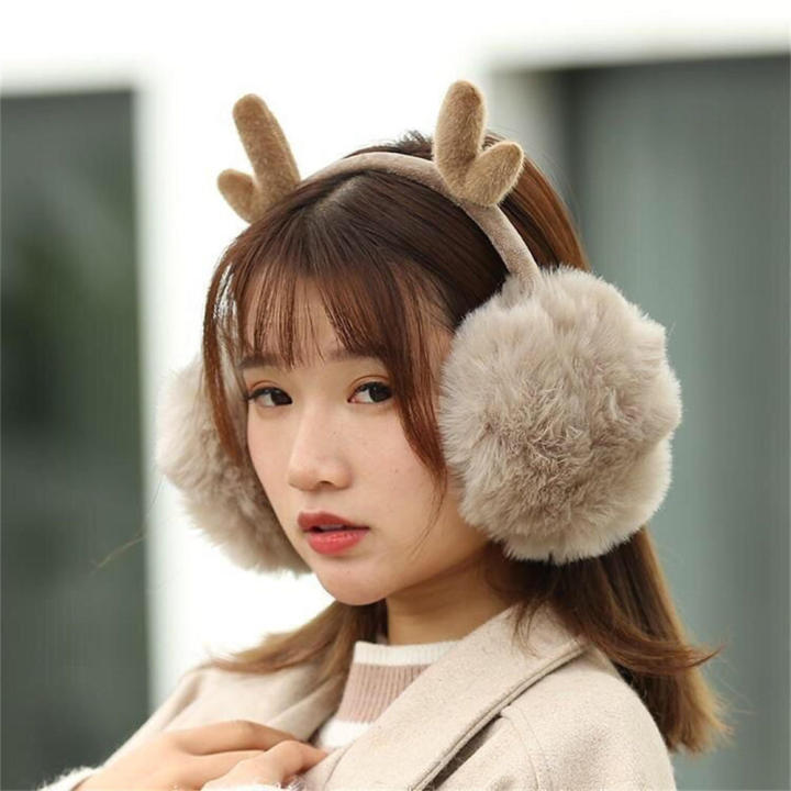 Plush%20Earmuffs%20Cute%20Faux%20Foldable%20Ear%20Warmers%20Cashmere%20Antler%20Ear%20Covers%20for%20Winter%20Women%20Girls%20Children%20Outdoor%20-%20Image%203