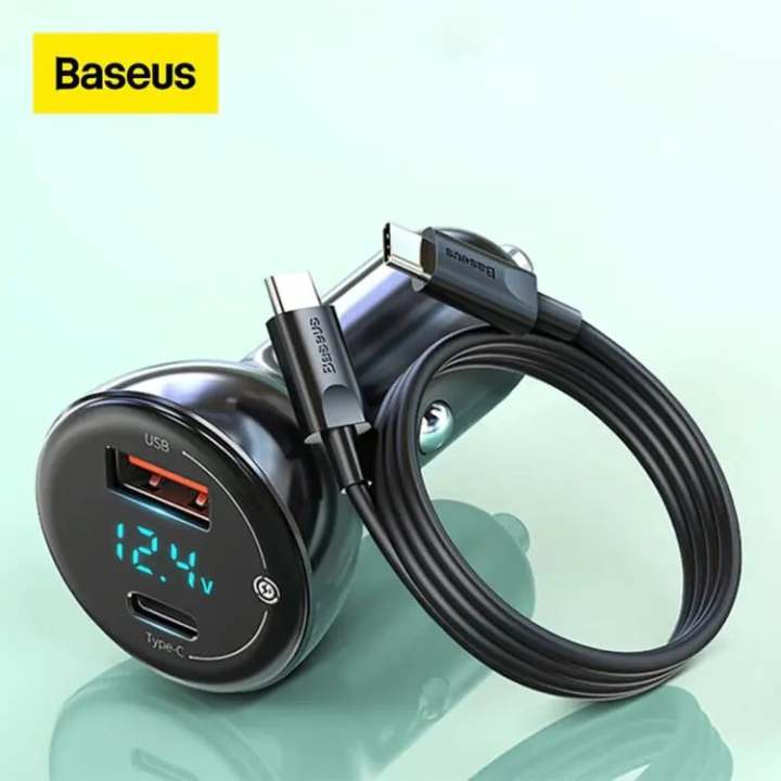 Baseus 65W Car Charger Suit with Type-C Cable - Black