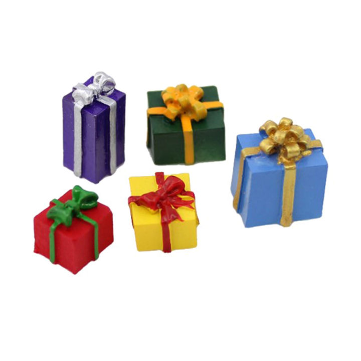 5PCS 1/12 Scale Miniature Dollhouse Christmas Gift Box Decoration Accessories