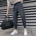 Korean Fashion Casual Suit Pants 2023 Spring New Men Slim Fit Classic Harem Pants Simple Wild Vintage Loose Solid Black Trousers. 