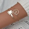 Lantao European and American cross-border bohemian alloy wave coconut tree multi-layer chain bracelet retro bracelet. 
