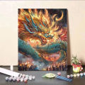 Chinese dragon digital oil painting DIY hand-filled coloring healing decompression living room decoration painting hanging wall acrylic paint gift. 