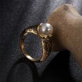 1PC Fashion Vintage Inlaid White Pearl Ring Gold Plated Ladies Ring Jewelry Wedding Ring Engagement Ring Rings For Women.