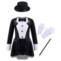 iEFiEL Kids Girls Magician Costume Halloween Cosplay Party Outfit Long Sleeve Leotard Dress with Hat Magic Wand Gloves Set. 