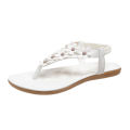 Cross border women's shoes foreign trade plus size bohemian herringbone sandals women's shoes summer new clip-toe flower flat shoes.