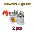 B22 to E27 Base Lamp Holder Converter 2pcs Portable Socket Light Led Bulb Lamp Holder B22 - Light E27 Pin to Pech. 