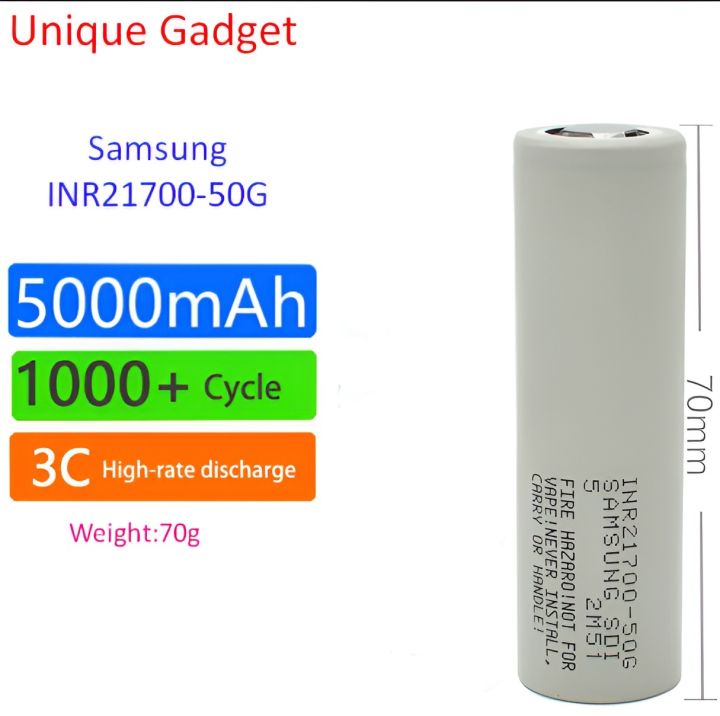 Original 21700 50g INR21700-50G Rechargeable Li-ion Battery Power Tool Battery 5ah 5000 mAh 3.7 Volt 3C Discharge Current