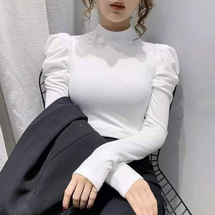 Winter craptop full sleeves blouse for woman white colour