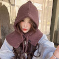 Korea Hat and Scarf Set Scarf Neck Set Balaclava Hat Women Winter Knitted Hooded Caps Wool Pullover One-Piece Neck Collar Hat. 