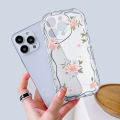 YYDS for OPPO A60 Back Cover Pink Flowers Case Cream Texture Wavy Edge Soft Silicone Mobile Cover.