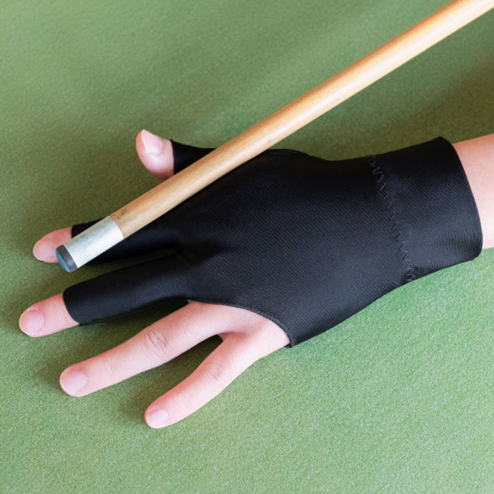 1pc Spandex Snooker Billiard Cue Glove Pool Left Hand Open Three Finger Accessory Professional Billiards Gloves Left Hand Cover Huiye