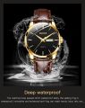 OLEVS 6898 Chocolate PU Leather Analog Watch For Men - Black & Chocolate.