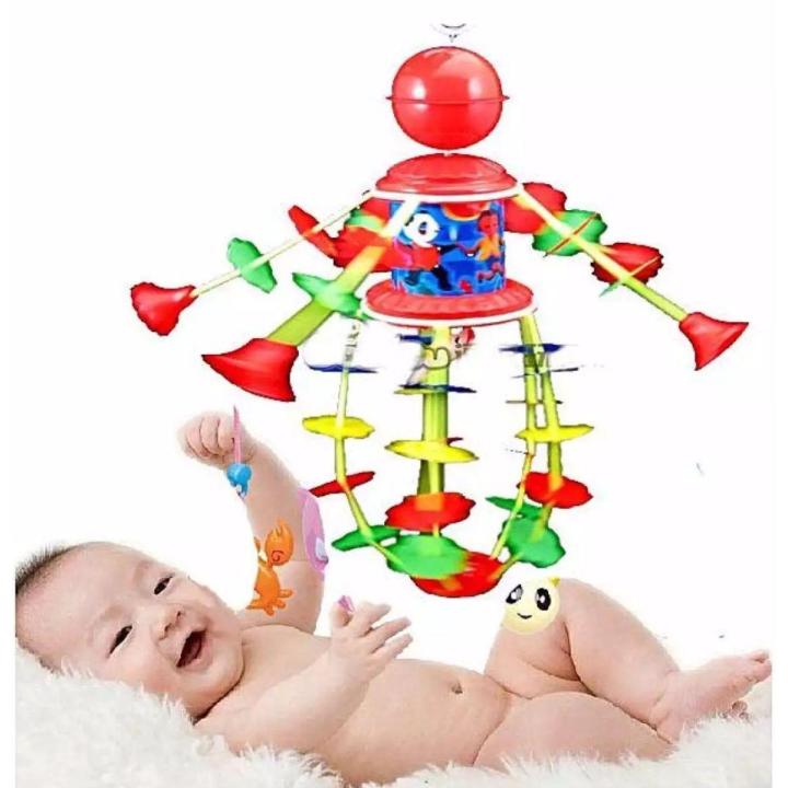 Baby Rotating Bed Bell Toy with Music - Multi-color