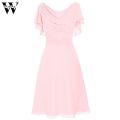 Womail dresses Women Formal Wedding Bridesmaid High-waist Party Ball Prom Gown One-shoulder chiffon Dress June6. 