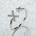 Cross border amazon new rose gold letter white diamond open ring hand ornament men's and women's personality unique ring wholesale. 
