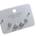 SLBABY Silver Three-Pair Combo Set Stud Earrings Women's 925 Silver Pin Korean Version New Exquisite and Versatile Earrings. 