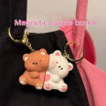 【Support-Cod】 1Pair Cartoon Love Bear Magnetic Suction Keychain Creative Bag Decoration Gifts SUPER BABY. 