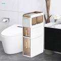 Floor Storage Cabinet Narrow Silent Wheel Movable with Drawers for Apartment. 