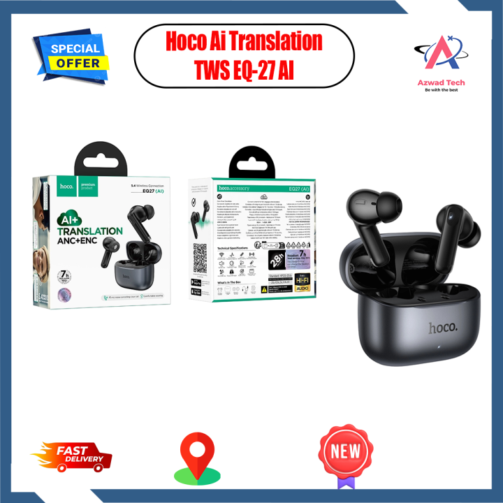 Hoco EQ27 Fun AI Translation ANC+ENC True Wireless Earbuds | 134 ...