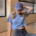IELGY women's letter print short bottoming slim T-shirt.